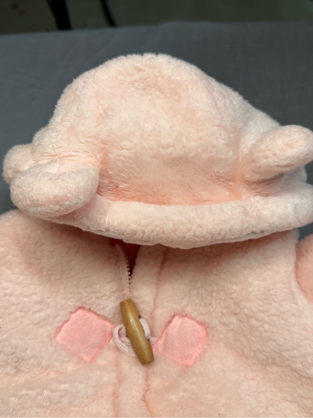 Plush Hooded Infant Footed Snowsuit in Light Pink - Picture 3 of 5
